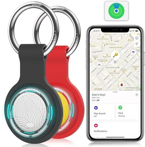 ICOO tracking tag & trackers (2-pack) work with Apple Find My (iOS only) IP67 waterproof to track keys, luggage, pets and more. Featuring replaceable batteries, loud beeps.