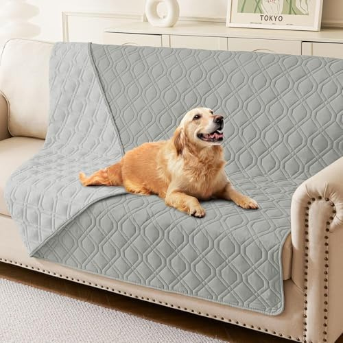 Homaxy Hundedecke Wasserdicht, 203x152cm, Grau+Hellgrau | Hundematte Outdoor Waschbar, Wendedecke Hunde Decke, Weich Katzendecke für Sofa Couch Bett Unterwegs