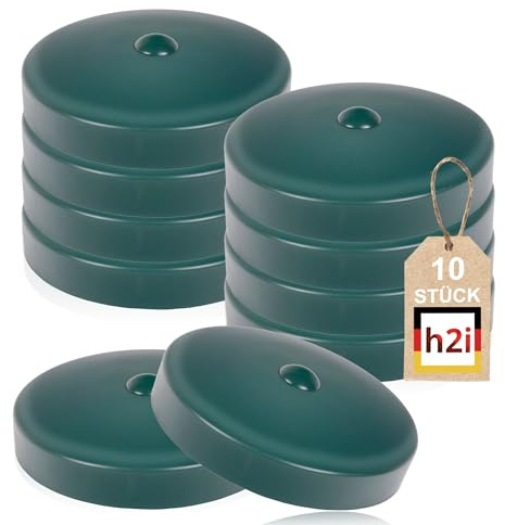 h2i Pfostenkappe | Kunststoff Grün | Ø 101 mm | 10 Stück | Runde Abdeckkappe für Garten Holzpfosten Pfostenträger & Zaunpfosten in Pyramidenform | Wetterschutz für Holz-Balken & Pfosten
