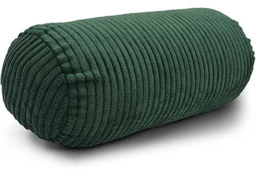 Amilian Nackenrolle mit Bezug 40x15 cm – Cord Kissen mit Füllung – Waschbar – Für Erwachsene & Kinder – Ideal für Nacken (Schattenwald, 40 x 15 cm)