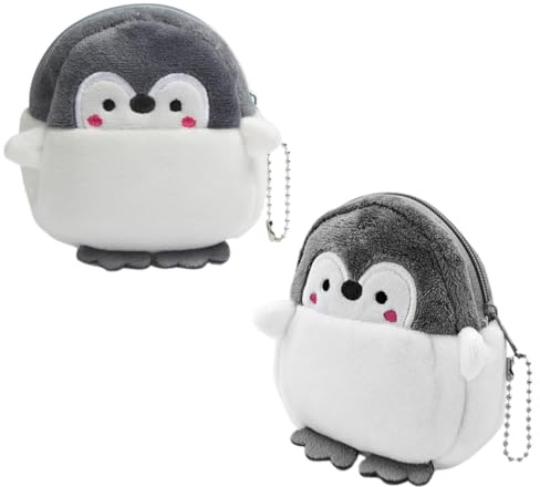 MIRKUZI Porte-monnaie enfant Lot de 2 petits porte-monnaie en forme d'animal, portefeuille kawaii pour adolescentes, mini-portefeuille en peluche, trousse de maquillage avec fermeture éclair