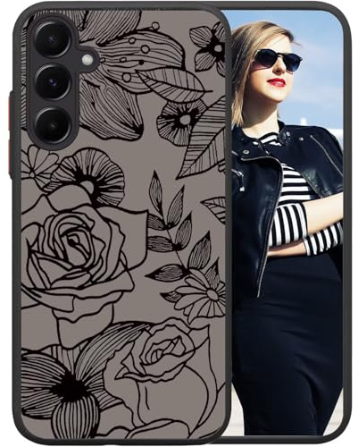 POUHYE Coque pour Samsung Galaxy A35 5G Etui, Case de Protection Antichoc en Silicone Souple, Coque Mate Translucide Anti-Rayures Dur PC, Housse Protéger L'appareil Photo, 3D Imprimé Rose Design