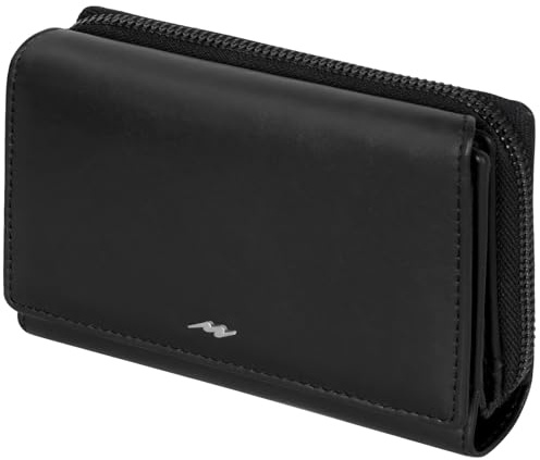 Marc Peter® Damen Geldbeutel Leder RFID Geldbörse Sarah, Groß Portemonnaie für Damen Ledergeldbörse mit Reißverschluss in Geschenkbox Echtleder Schwarz Nappa