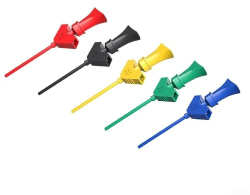 Gdfnmogo 5pcs IC Test Hook Clips with 5 Colors for Logic Analyzer, Oscilloscope, and Multimeter - PA & Stainless Steel Mini Grabbers for DIY Breadboard, Electronic Testing, Circuit Board Repair