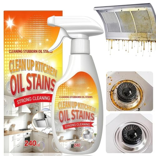 240ml Powerful Kitchen Foam Cleaner Spray, Heavy Duty Degreaser & Oil Stain Remover for Stainless Steel & Sink, Multi-Purpose Kitchen Cleaner Spray, Stubborn Grease Remover, Safe Foam Drain Cleaner