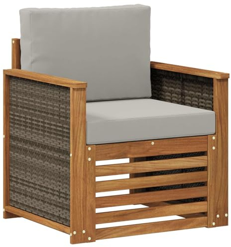 vidaXL Outdoor Mittelsofa Natur, Moderne Outdoor-Couch, modulare Möbel, wetterfestes Gartenlounge, Bequeme Terrassen-Sitzgruppe