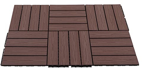 Vvikizy Azulejos Entrelazados para Terraza de Patio, Fáciles de Encajar, Duraderos para Uso en Interiores y Exteriores, 16 Uds., Compuesto de Plástico y Madera (Grano de planchado)