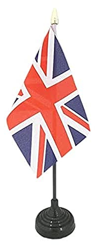 AZ FLAG - Tischflagge Vereinigtes Königreich - 15x10 cm Goldene Splitze - Britische Tischfahne 10 x 15 Cm - Flaggen