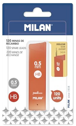 MILAN Blister petite boîte de 120 mines graphite 0.5 mm HB