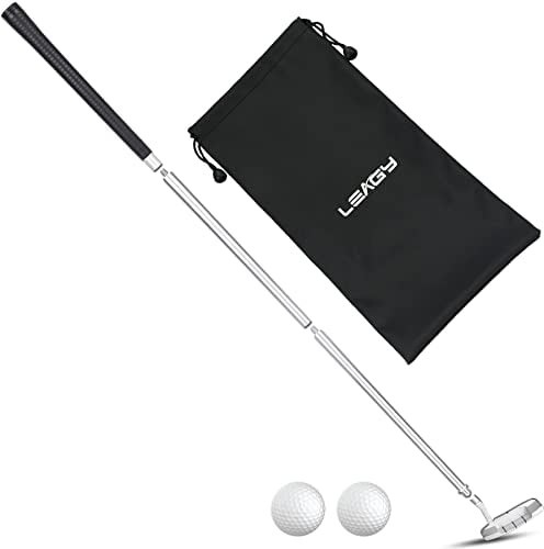 Leagy Putter per Golfisti Destri e Mancini, 2 Palle Bianche, 4 Bastoni Portatili in Lega di Zinco, Borsa Nera