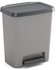 Curver Kis - Papelera compacta con Pinzas para Puerta (38 x 28 x 43 cm, 25 L), Color Gris
