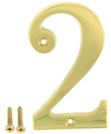 ZW Hardware A100 4 Inch(100mm) Bright Brass House Number 2