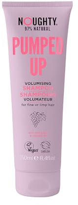 Noughty Pumped Up Shampoo, Oil Free Volumizing Wash for Fine Hair, Moisturising & Sulphate Free Anti Frizz Formula, 97% Natural & Vegan Cruelty Free Haircare - 250ml