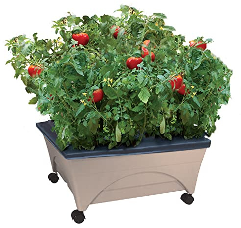 CITY PICKERS 24,5 in. X 20,5 in. Terrasse Hochbeet Kit mit Bewässerungssystem und Rollen in Terra Cotta Sandstein