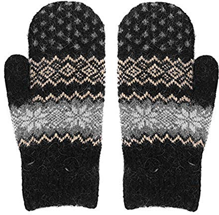 LONTG Handschuhe Damen Fäustlinge Verdickte Winterhandschuhe Schneeflocke Muster Damenhandschuhe mit Fleecefutter Weiche Strickhandschuhe Warme Handschuhe Fausthandschuhe für Freizeit Outdoor Sport