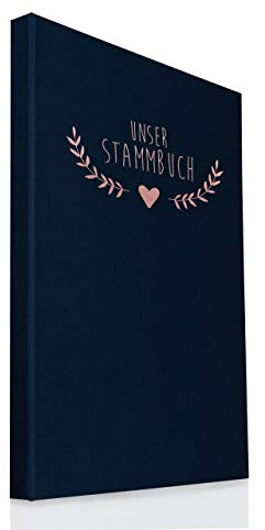 Hochzeitideal Stammbuch der Familie DIN A4 'Boho' Leinen (dunkelblau)