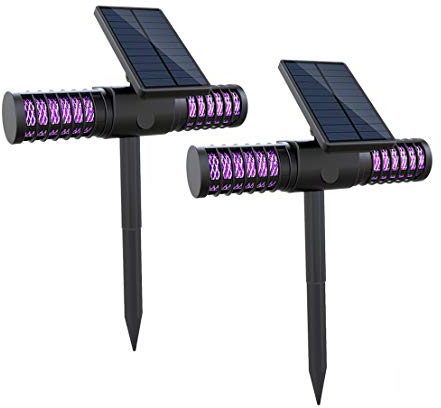Moustique Lampe UV Protection Anti-Insectes Mouches Moustiques,Lampe Solaire Anti-Moustique avec Port de Charge USB pour Terrasse, Jardin, Gazon, Accueil (2 Pack)