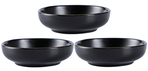 UPKOCH 3pcs Keramik Dipschalen Runde Dippschälchen Servierschalen Obstbehälter Dessert Dipschale Snackschale für Sojasauce Dip (Schwarz)
