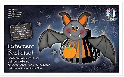 Ursus 18720003F - Laternen-Bastelset Fledermaus, Komplett-Set mit allen Materialien zum Selber-Basteln einer 3D Laterne, inkl. Anleitung, ideal für Sankt Martin, Lampion-Umzug oder herbstliche Deko