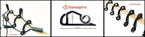 Concept4u 50 Black External Light Gutter Hooks Christmas Decoration Home Garden Gutter Hanging Clips Hangers