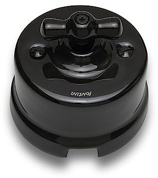 FONTINI - GARBY - Interrupteur Va & Vient Porcelaine Noire Manette Porcelaine Noire 10A-250V - Réf. 30308273