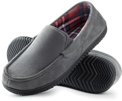 RockDove Men's Alexander Flannel Lined Loafer Slipper, Size 11 UK Men, Charcoal