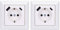 Jung SCHUKO USB-Steckdose Typ AC (3A) Komplett-Set Serie AS: 2x Steckdose A152015CAWW und 2x 1-fach Rahmen AS581WW Alpinweiß