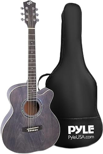 Pyle Akustikgitarren-Set, 3/4 Junior-Größe, Stahlsaiten-Instrument für Anfänger, Kinder, Erwachsene, 91,4 cm, mattes Grau
