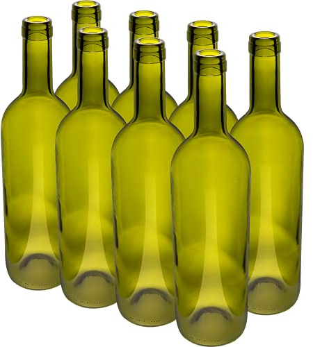 Browin 631471 Set von 8 grünen Weinflachen, von einem Fassungsvermögen von 750 ml – olivfarben, Bordeaux