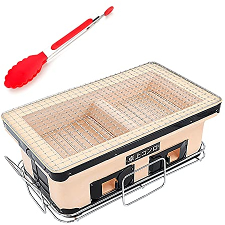 Rettangolare Barbecue Griglia A Carbone, Giapponese Argilla Ceramica Hibachi Griglia A Carbone Ripiano Del Tavolo Fornello Yakiniku Fornello A Carbone Con La Pinza Per Alimenti, Grattugiaree Stand