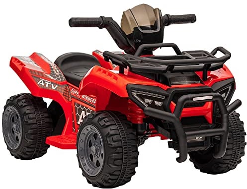 HOMCOM Mini Elektro-Quad Kinder Elektro ATV Kinderfahrzeug Elektroquad für 18-36 Monate Kinder Metall PP-Kunststoff Rot 70 x 42 x 45 cm