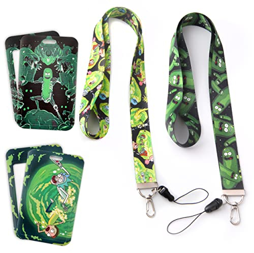 GTOTd Rick Lanyard Morty Schlüsselband (2 Pcs) with ID Badge Holder Ausweishalter Decoartions (2 Pcs). Geschenke Merch Cartoon Zubehör Key Zeichenfolge Brieftasche Schlüsselband für Teens