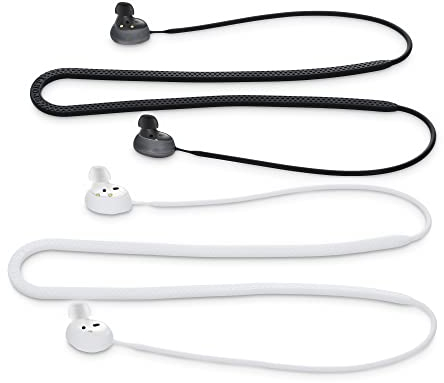 kwmobile 2X Halteband kompatibel mit Samsung Galaxy Buds 2 Headphones - Kopfhörer Halter Band Strap in Weiß matt Schwarz