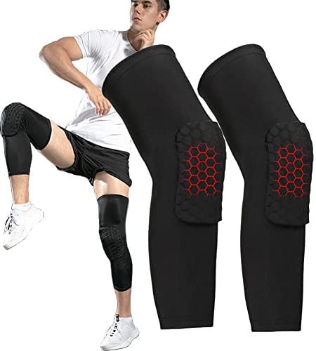 IBLUELOVER Basketball Knee Pads Leg Protective Knee Pads Hex Honeycomb Compression Kneepad Crash Proof Non-Slip Knee Elbow Pads for Men and Women Volleyball Basketball Football Running Yoga Wrestling