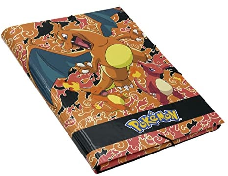 CYPBRANDS Pokémon Klappenmappe, Charmander, Ordner mit Gummi, Orange, offizielles Lizenzprodukt