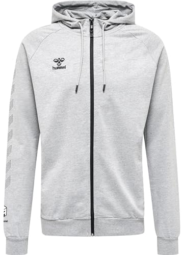 hummel Unisex Hmlmove Grid Cotton Zip Hoodie Hooded Sweatshirt, Grey Melange, XXL EU