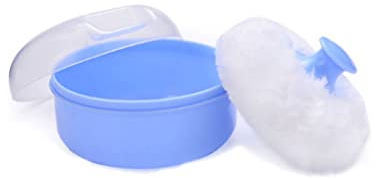 NIDONE Baby Puder-Hauch mit Kasten, großer Puderhauch, Körperpulver-Hauch-Behälterkasten, 9 x 4 cm, blau