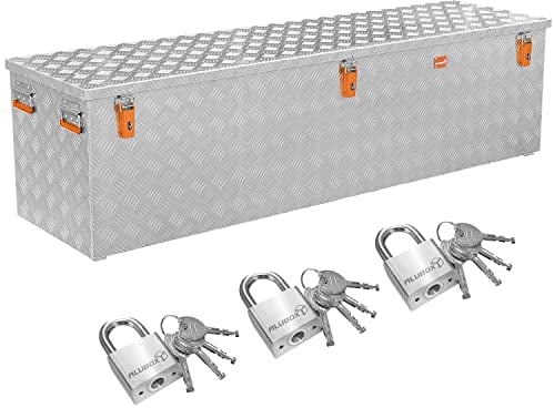 Alubox Werkzeugtruhe ABX-R470 Aluminium Riffelblech Werkzeugkiste Transportkiste 470 Liter PROMO inkl. 3 Edelstahl Schlösser
