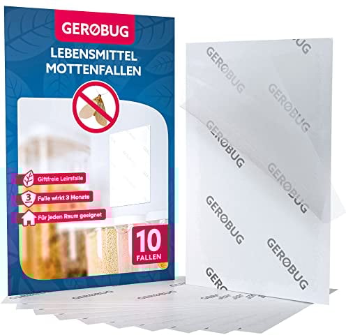 GEROBUG Piège à Mites Alimentaires 10 piéces XXL Pack - Pièges à Pheromone Sans Odeur pour les Mites Alimentaires avec Un Effet d'attraction Maximal - Piège avec Longue Durée d'Action