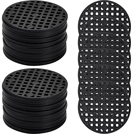 Garden Drainage Mesh, 4.5cm Flower Pot Hole Mesh Pad, 10 Pcs Round Pot Bottom Grid Mat, Bonsai Breathable Gasket Pot Drainage Netting to Prevent Rotting Roots Soil Loss (Black)