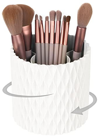 HSSPANFN Makeup Brush Holder Organizer - 360° Rotating, 5-Slot Brush Cup for Cosmetics, Lipsticks, Pens | Vanity & Desk Organizer