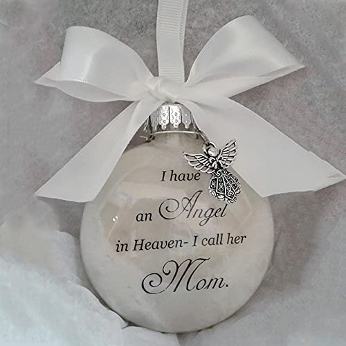 HshDUti Weihnachten Gedenkkugeln Ornamente Federkugel I Have an Angel in Heaven mit kleinem Engel Weihnachtskugel Ornament, Mama Papa Sohn Tochter Weihnachtsbaum Ornamente hängende Dekoration Mama