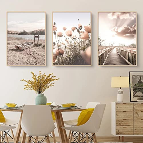 TROYSINC Poster Set, 3 Bilder Set Wanddeko, Beach Landscape Wandbilder, Modern Bild für Wohnzimmer Schlafzimmer Flur, Wandposter, Ohne Rahmen (Stil 2,40x50cm)