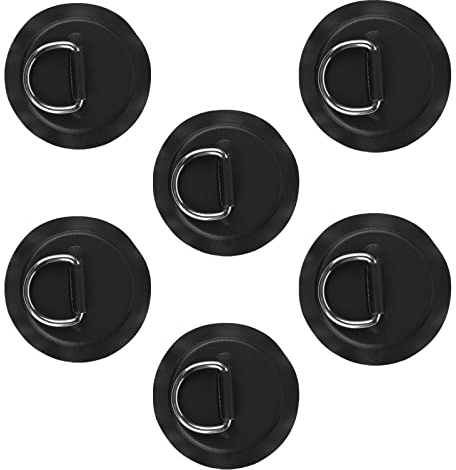 efuturetime 6 x D Ringe Pad Patch Paddleboard PVC Edelstahl, Paddleboard Kanu Kajak Zubehör Ring für Schlauchboote, Floß, Stand-Up-Paddleboard, Keine Kleber erhalten, Schwarz (Durchmesser: 8cm)