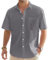 J.VER Mens Shirts Short Sleeve Linen Summer Button Down Lightweight Cotton Regualr Fit Casual Holiday Beach Shirt with Pocket Dark Grey L