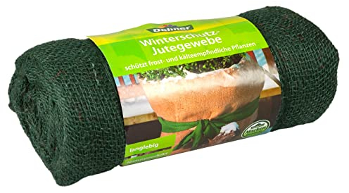 Dehner Winterschutz mit Dekor, Jute-Gewebesack, ca. 105 x 300 cm, grün
