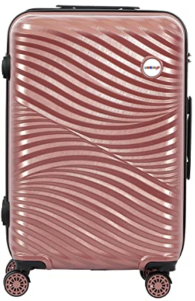 BiggDesign Moods Up Koffer Hartschale Mittelgroß | Reisetasche mit Rollen | Reisekoffer mit Kombinationsschloss | 4 Doppel Rollen | 360 Grad drehbar | Hartschale ABS | Leicht | Rosegold