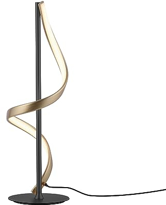 Paul Neuhaus LED Leuchte Q-Swing Smart Home, dimmbar warmweiß – kaltweiß, Alexa kompatibel, Fernbedienung, geschwungenes Design (Tischleuchte, Anthrazit/Messing)