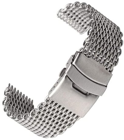 DHliIQQ Silber 18mm/20mm/22mm/24mm Stahl Milanese Shark Mesh Uhrenarmband Armband Armband für Uhr Metall Mesh