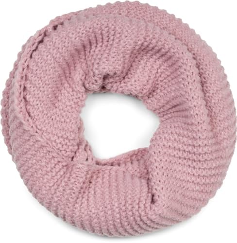 styleBREAKER Sciarpa unisex a maglia ad anello Unicolore con motivo a onde, calda sciarpa invernale a maglia, sciarpa a tubo 01018169, colore:Rosa antico vecchio